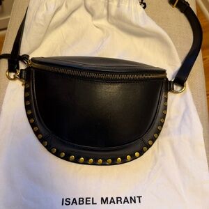 Isabel Marant Black Leather Studded Convertible Shoulder/Waist Bag